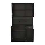 ZNTS 70.87" Tall Wardrobe& Kitchen Cabinet, with 6-Doors, 1-Open Shelves and 1-Drawer for bedroom,Black 20536572