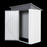 ZNTS XWT016 Garden Metal Storage Lifter Shed Gray White 5x3x6ft outdoor storing tools Rainproof Hinge W1711P154710