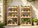 4-Tier Ladder Plant Stand, Foldable Premium Fir Wood Flower Pot Rack, A-Shaped Reinforced Display 15083700