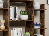 Bookshelf with 2 Drawers, Industrial Freestanding Open Display Shelving, Vintage Open Bookcase, 12 W578P207921