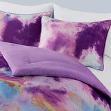 Twin/Twin XL Watercolor Tie Dye Printed Comforter Set with Throw Pillow B035129810