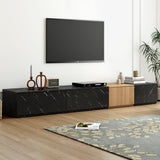 ON-TREND TV Stand with Faux Marble and Walnut Wood Grain Finish for TVs up to 88'', Modern WF320812AAB
