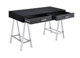 Black High Gloss and Chrome Writing Desk with USB Port B062P209204