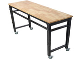 Workbench - 60" Wide Rolling Workbenches for Garage - Adjustable Height, Workshop Tool Bench, Metal W465P191442
