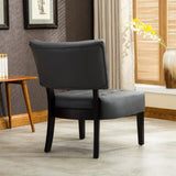 Blended Leather Tufted Accent Chair with Oversized Seating, Gray T2574P164247