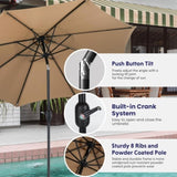 ZNTS 9FT Outdoor Patio Umbrella with 8 Ribs, Table Umbrellas with Push Button Tilt/Crank, UV Protection 30943313