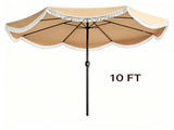 10 ft Boho Patio Umbrella with Tassel Fringe, 30&deg Tilt Outdoor Market Umbrella with Crank & Vent, 80711897