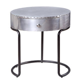 Aluminum and Black Storage End Table B062P189153