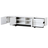 ON-TREND White & Black Contemporary Rectangle Design TV Stand, Unique Style TV WF300852AAK