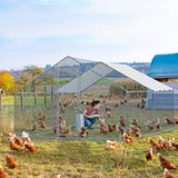 ZNTS 13 x 10 ft Large Metal Chicken Coop, Walk-in Poultry Cage Chicken Hen Run House with Waterproof 12202232