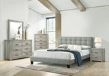 Contemporary 1pc Eastern King Size Bed Grey Polyfiber Tufted Headboard Platform Bedframe Bedroom B011P243665