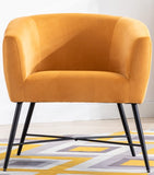 ZNTS Luxurious Design 1pc Accent Chair Yellowish Orange Velvet Clean Line Design Fabric Upholstered Black B01166685