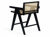 27'', Modern Minimalist Bar Stool with Cane Seat, Solid Wood Frame N780P237929B