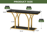 Modern Console Table with LED Lights, Faux Marble Entryway Side Table, Gold & Black 24780393