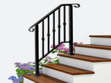 Matte Black Outdoor 2-Step Iron Handrail 08040361