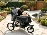 Gray 3-Wheel Pet Stroller for Small & Medium Dogs, Adjustable Canopy, Safety Tether, Storage 30589154