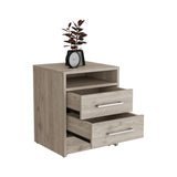 Eter Nightstand , End Table, Side Table Superior Top, Two Drawers -Light Gray B20091862