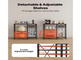 Kitchen Bakers Rack, 35.4-Inch Wide Stand with X-Frame Support, Multi-Tier Storage Shelves, 5 Hooks 27874228