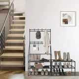 ZNTS 5-Tier Shoe Rack Shoe Storage for Entryway,Narrow Shoe Rack,Coat and Shoe Rack with 8 Hooks 89388992