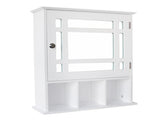 Single Door Three Compartment Storage Bathroom Cabinet White 06324374