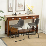 Lotusville Vintage PU Leather Counter Height Stools, Set of 2, Antique Grey T2574P164859