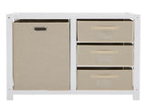 White painted pine wood frame, removable top, 87*53*87.5cm children's wooden bed with 3 fabric 45241765
