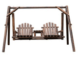 Wooden 2-Seat Porch Swing with Stand & Center Table, Patio Swing Chair for Garden, Poolside & 13661219