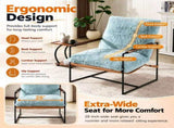 28 Inch Extra Wide Sling Accent Chair, Fully Disassembled, Rubber Wood Armrest, Metal Iron Frame, 44300841