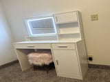 Vanity Desk with Mirror and LED Light Strip,Dressing Table with Large Drawer, 3 Level Storage W2386P233325