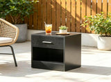 Black Wood Grain Modern Side Table with Drawer & Storage Shelf, Compact End Table for Living Room 33790403