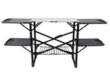 Foldable Aluminum Camping Kitchen Table Heat Resistant Slatted Tabletop, 4 Foldable Side Trays Mesh 08504141