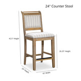 24" Counter Stool, Weathered Gray Finish, Black Leather Seat B04681330