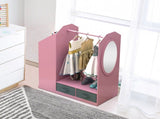 Kids Costume Organizer Costume RackKids ArmoireOpen Hanging Armoire Closet with Mirror-PINK 17806571