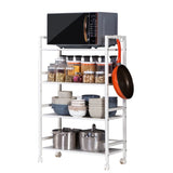 ZNTS Widen 4 Tiers Multi-functional Storage Cart Ivory White 51202437