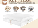 ON-TREND Modern High Gloss Coffee Table with 4 Drawers, Multi-Storage Square Cocktail Tea Table with WF314582AAK