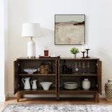 60.5'' Buffet Cabinet with Storage, Farmhouse Fluted Sideboard with Geometric Pattern & Adjustable W1801P288506