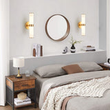 Golden Elegant Resin Wall Sconce,Set of 2,Modern Vertical Light Fixture for Bathrooms, Hallways, W1340P189553