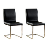 ZNTS Modern Elegance Black Color Leatherette 2pcs Dining Chairs Chrome Metal Legs Dining Room Side Chairs B011P178972