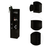 Syrah Corner Bar Cabinet, Eight Bottle Cubbies, Double Door, Two Open Shelves -Black B070P217879