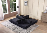 Convertible Sleeper Sofa Bed with Cylindrical Pillow - Corduroy Folding Mattress Couch with W3199P277913