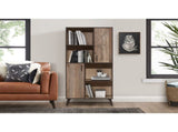 2-Door Storage Cabinet with 4 Open Shelves, Metal Handles, and Flared Tapered Legs, Modern 03048242
