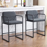 Set of 2,Modern Upholstered Counter Height Bar Stool with Armrests, Metal Frame and Padded Seat, 35699034