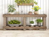 U_Style 62.9" Vintage Entryway Table - Fir Solid Wood with Natural Grain, 6 Reinforced Legs & 4.5" N711P289135O