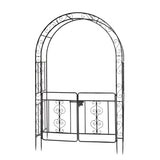 ZNTS 134.5*58.5*213cm Arc Roof Double Layer With Door Wrought Iron Iron Arch Courtyard Black 03609529