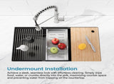 Stainless Steel Kitchen Sink, 33x19 Single Bowl, Undermount Handmade Sink in Brushed, with Cutting 62238441
