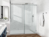 60*66" Fixed & Sliding Shower Door, Square Tube Hardware, Clear Glass Shower Door, 3/8 SGCC 48933268