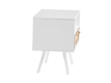 15.75" Rattan End table with drawer and solid wood legs, Modern nightstand, side table for living 64942501