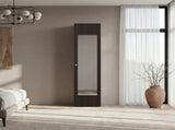Wardrobe 67" H with Mirror and Vertical Storage Design, Dark Walnut B097P480461