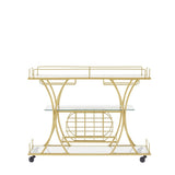 ZNTS Electroplated Glass Bar Cart, With Wine Rack And Glass Holder, For Kitchen, Serving, Hotel Gold 59267450