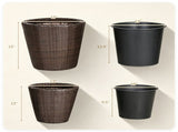 2-Piece PP Rattan Planter Set, 15 & 12 Tapered Square Flower Pots with Built-in Inner Pots & 21574417